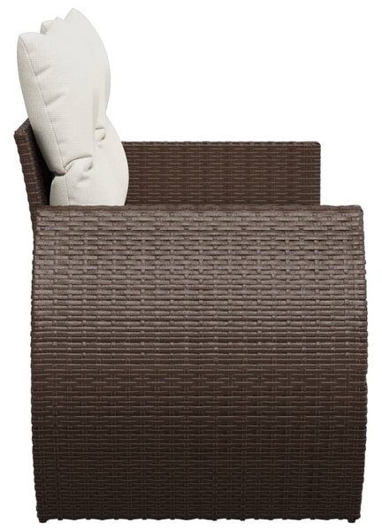 2 személyes barna polyrattan kerti kanapé párnával