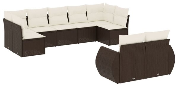 9 részes barna polyrattan kerti ülőgarnitúra párnákkal