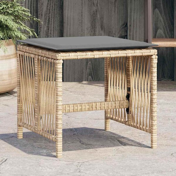 4 db vegyes bézs polyrattan kerti szék párnával 41 x 41 x 36 cm