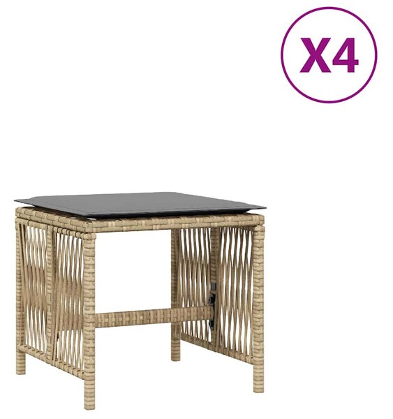 4 db vegyes bézs polyrattan kerti szék párnával 41 x 41 x 36 cm