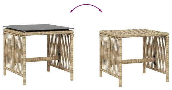 4 db vegyes bézs polyrattan kerti szék párnával 41 x 41 x 36 cm