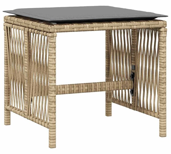 4 db vegyes bézs polyrattan kerti szék párnával 41 x 41 x 36 cm