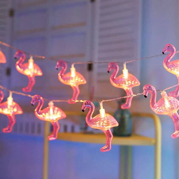 LED fényfüzér – flamingós 1,1 m meleg fehér