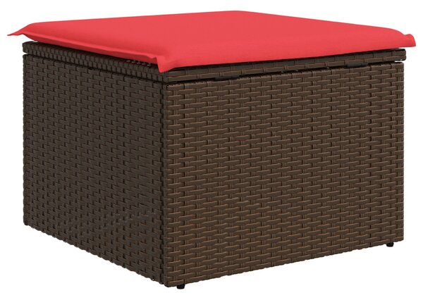 Barna polyrattan kerti ülőke párnával 55 x 55 x 37 cm