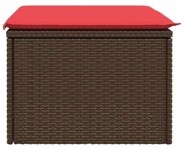 Barna polyrattan kerti ülőke párnával 55 x 55 x 37 cm
