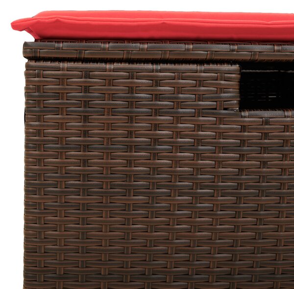 Barna polyrattan kerti ülőke párnával 55 x 55 x 37 cm