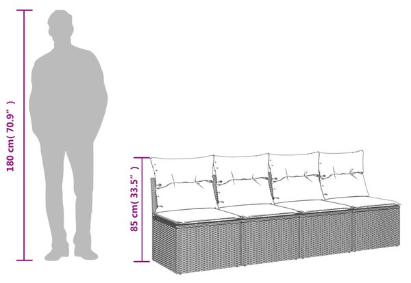 | Kerti kanapé | párnával Barna 227 x 62 x 69 cm polirattan