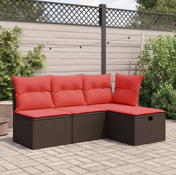 Barna polyrattan kerti ülőke párnával 55 x 55 x 37 cm