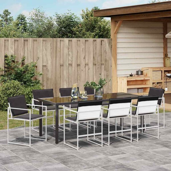 Kert étkező szett 9 pcs Fehér 200 x 80 x 73 cm Textilén és acél