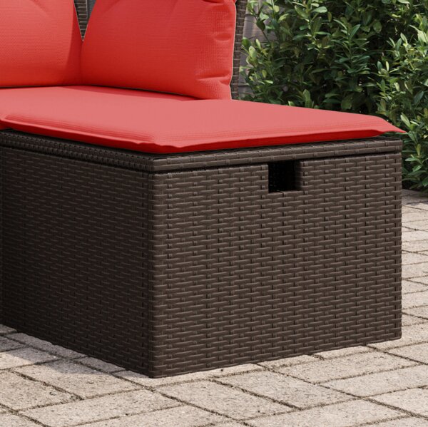 Barna polyrattan kerti ülőke párnával 55 x 55 x 37 cm