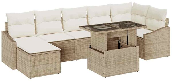 Kerti Kanapé Szett párnával tárolóval 8 pcs Beige és krém