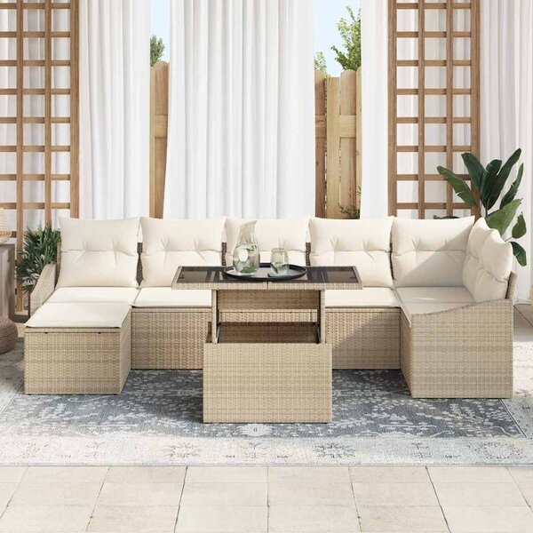 Kerti Kanapé Szett párnával tárolóval 8 pcs Beige és krém