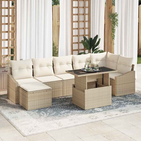 Kerti Kanapé Szett párnával tárolóval 8 pcs Beige és krém