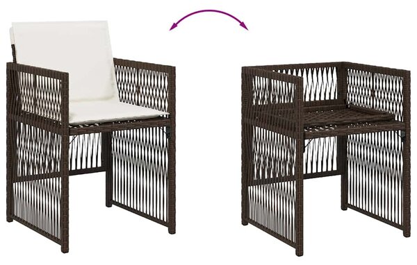 4 db barna polyrattan kerti szék párnával