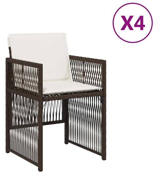 4 db barna polyrattan kerti szék párnával