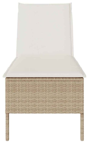 Bézs polyrattan napozóágy párnával 55x200x44 cm