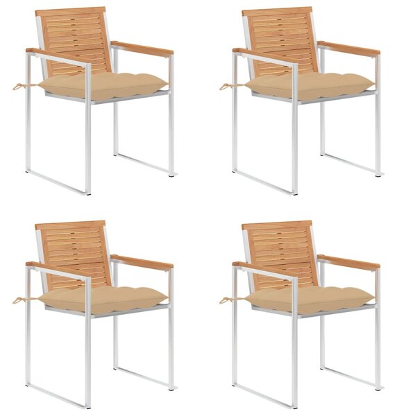 4 db tömör tíkfa kerti szék párnákkal