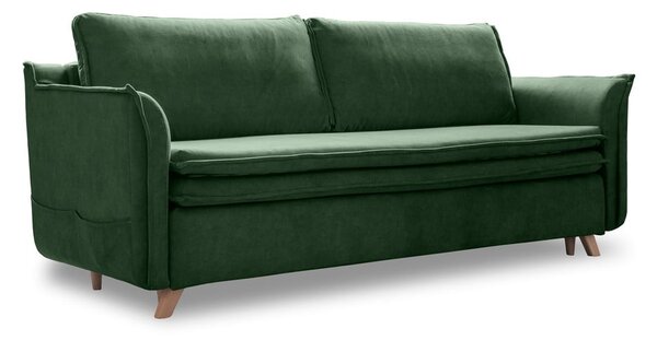 Zöld bársony kinyitható kanapé 225 cm – Miuform