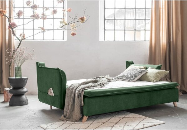 Zöld bársony kinyitható kanapé 225 cm Charming Charlie – Miuform