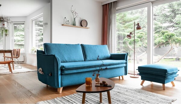 Türkiz kinyitható kanapé 225 cm Charming Charlie – Miuform