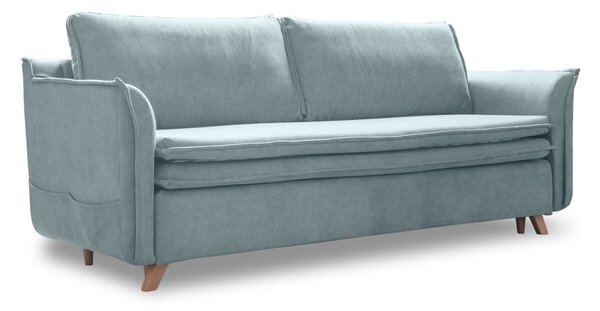 Világoskék bársony kinyitható kanapé 225 cm – Miuform