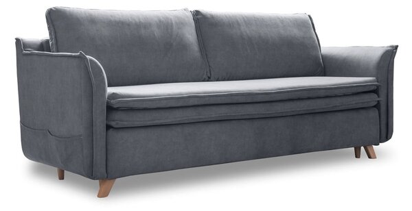 Szürke bársony kinyitható kanapé 225 cm – Miuform