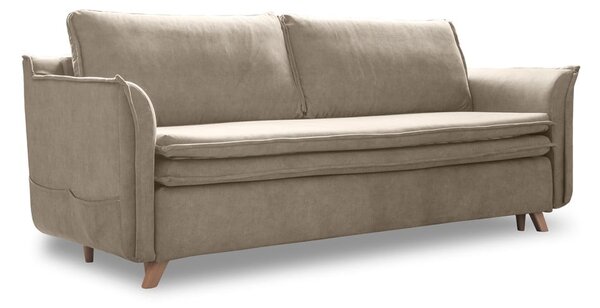 Bézs bársony kinyitható kanapé 225 cm – Miuform