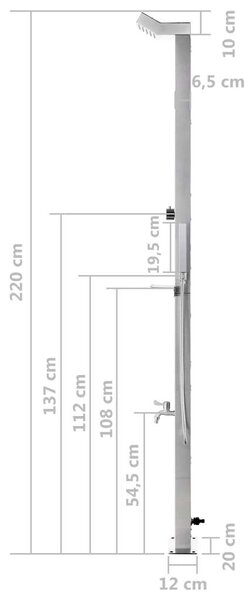 VidaXL Kerti Zuhany Rozsdamentes Acél - 220cm