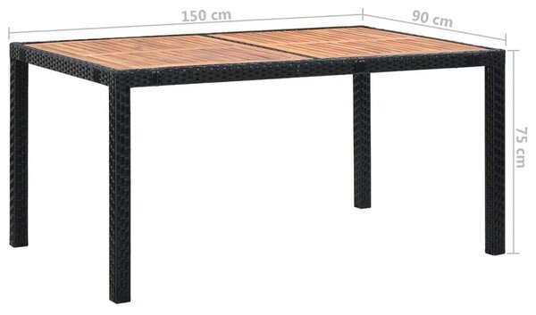 VidaXL Polyrattan Kerti Étkezőgarnitúra - 7 részes - Fekete
