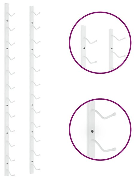 Fehér vas falra szerelhető bortartó állvány 12 palacknak