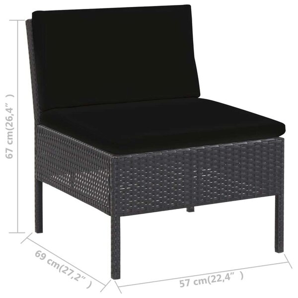 VidaXL - 5 részes Kerti Kanapé Szett - Fekete Polyrattan