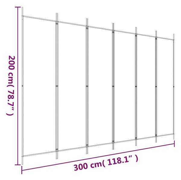6 paneles fekete szövet térelválasztó 300x200 cm