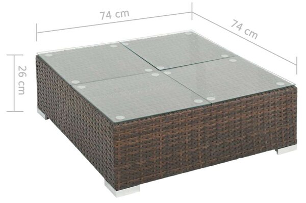 VidaXL 7-részes barna polyrattan kerti bútorszett párnákkal