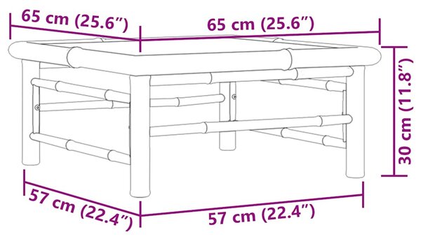 Bambusz kerti asztal 65 x 65 x 30 cm
