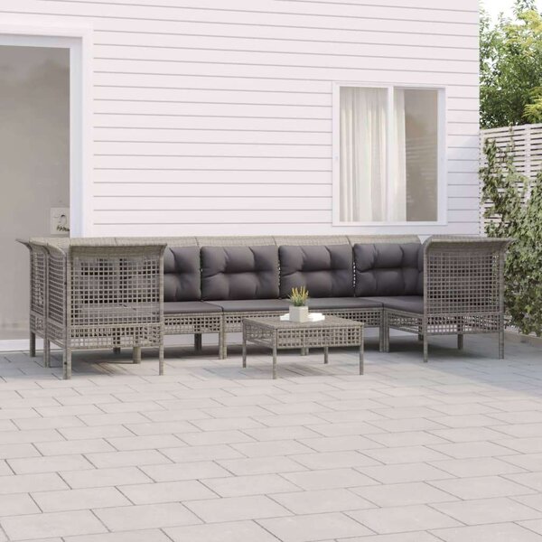 VidaXL Polyrattan Kerti Ülőgarnitúra - 8 részes - Szürke