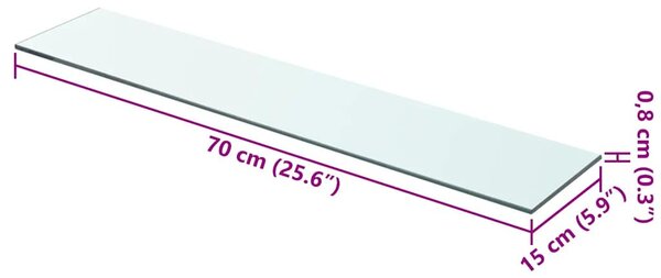 70x15 cm átlátszó panel üvegpolc