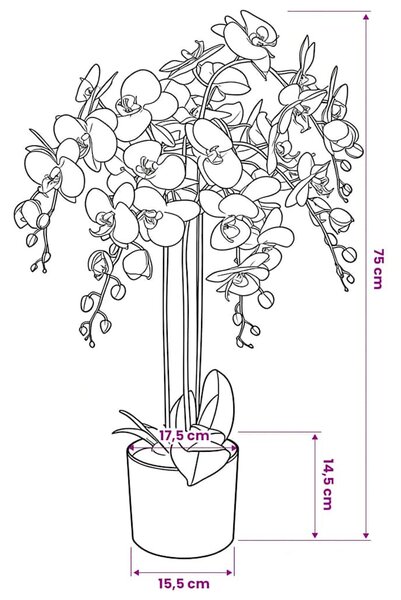 Cserepes fehér műorchidea 75 cm