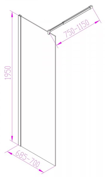 Walker 70x195 cm Walk in zuhanyfal