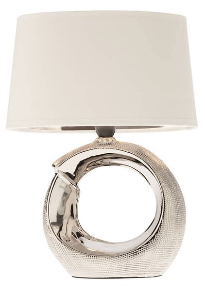 LUA modern asztali lámpa ezüst fehér ernyővel/búrával, 1Xmax. 28W