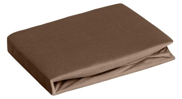 Jersey pamut gumis lepedő Barna 220x200 cm + 30 cm