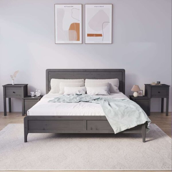 VIDAXL - Szürke Tömör Fenyőfa Éjjeliszekrény (2 db) - 79,5x38x65,5 cm