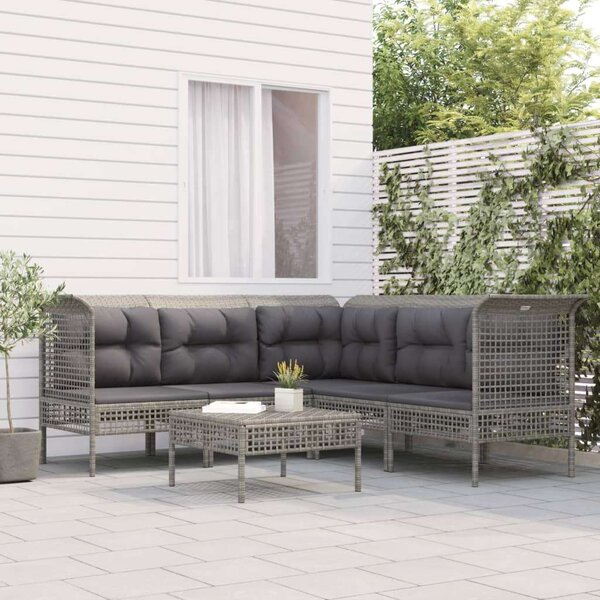 VidaXL 6 részes szürke polyrattan kerti ülőgarnitúra párnákkal