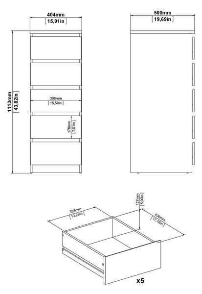 Natúr színű komód tölgyfa dekorral 40x111x50 cm Naia – Tvilum