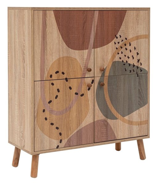 Natúr színű szekrény tölgyfa dekorral 95x111 cm Multilux – Kalune Design