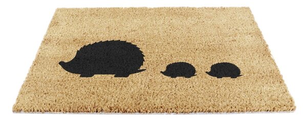 Kókuszrost lábtörlő 40x60 cm Hedgehog Family – Artsy Doormats