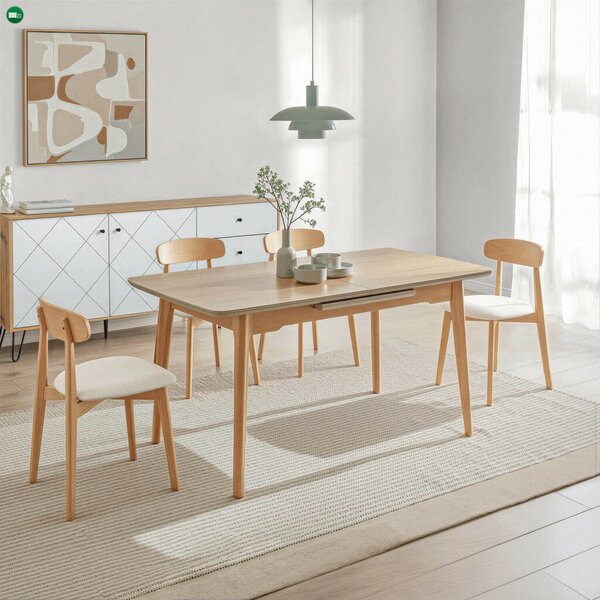Kihúzható kerámia étkezőasztal 120–160 cm méretben, tölgy színben SAMER