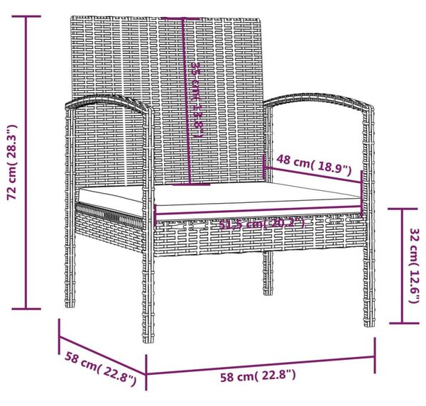 VidaXL Polyrattan Kerti Bútorszett - 8 részes, Szürke