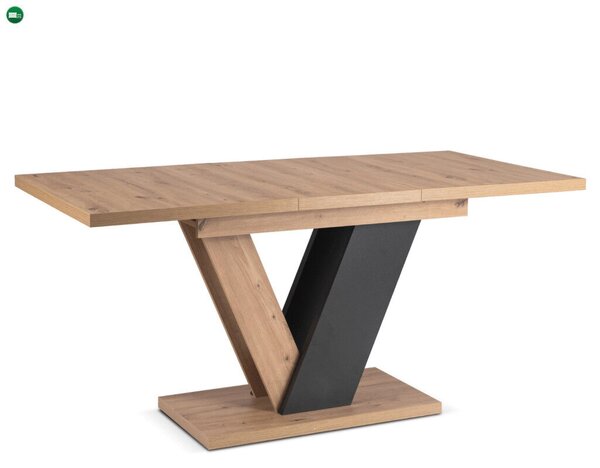 Kihúzható étkezőasztal 120–160 cm méretben, artisan tölgy/fekete színben CLARK
