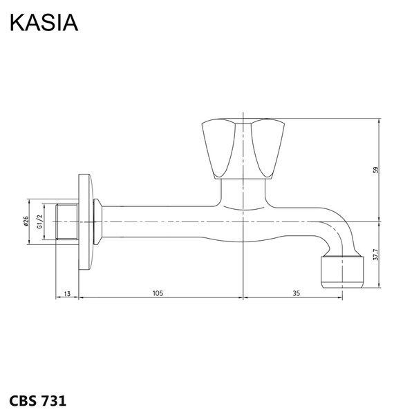 Mereo, Mereo fali csaptelep, Kasia, 1/2", króm, MER-CBS731