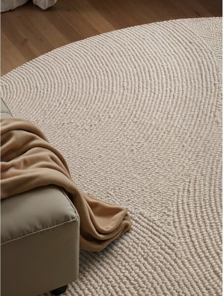 Világos natúr színű kézi szövésű gyapjú kerek szőnyeg ø 120 cm Calmio – Hanse Home